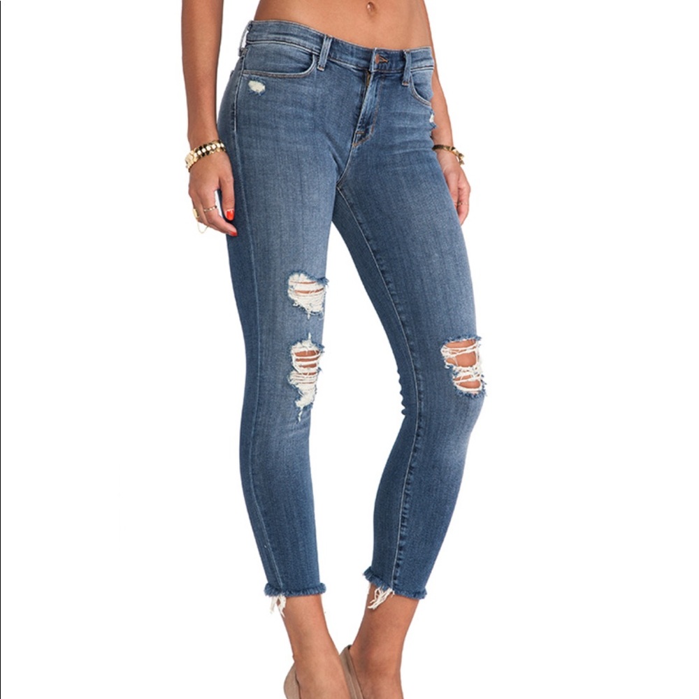 J Brand Fury Skinny Frayed Hem Skinny Jeans Sz 25